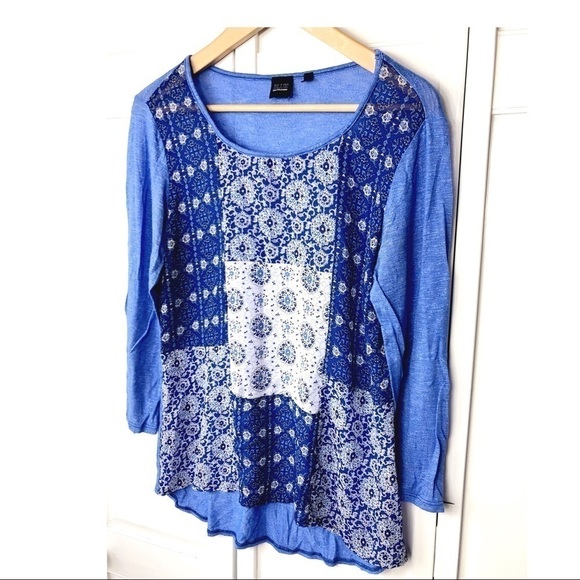 SAKS FIFTH AVENUE BOHO BANDANNA PRINT TOP l 0758 - Picture 2 of 7